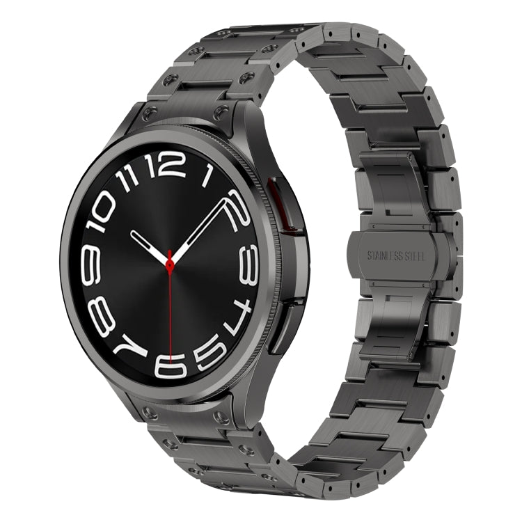 For Samsung Galaxy Watch 6 40 / 44mm Dual Circle Curved Connection Stainless Steel Watch Band(Gray) - Watch Bands by PMC TechLife | Online Shopping South Africa | PMC TechLife