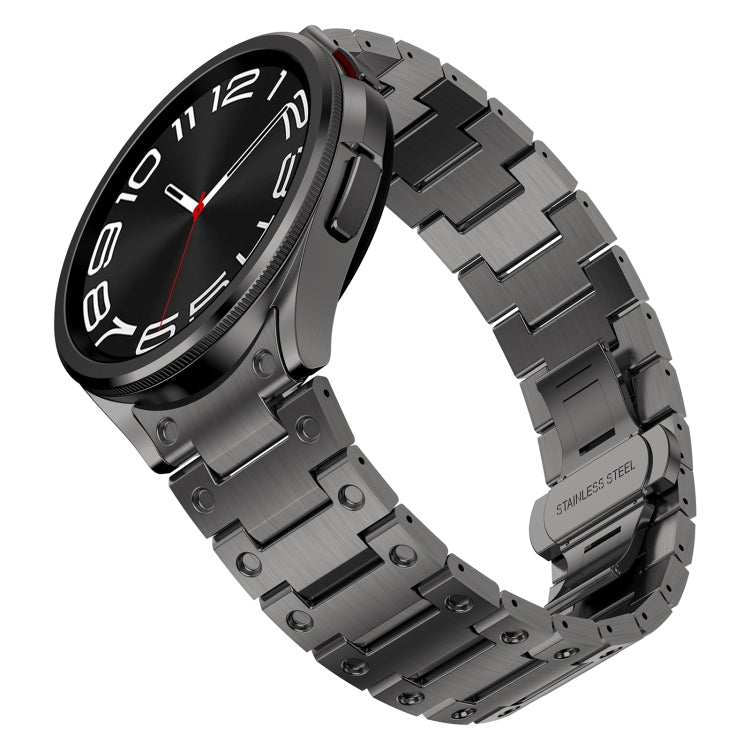 For Samsung Galaxy Watch 6 40 / 44mm Dual Circle Curved Connection Stainless Steel Watch Band(Gray) - Watch Bands by PMC TechLife | Online Shopping South Africa | PMC TechLife