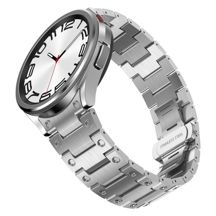 For Samsung Galaxy Watch 5 Pro Dual Circle Curved Connection Stainless Steel Watch Band(Silver) - Watch Bands by PMC TechLife | Online Shopping South Africa | PMC TechLife
