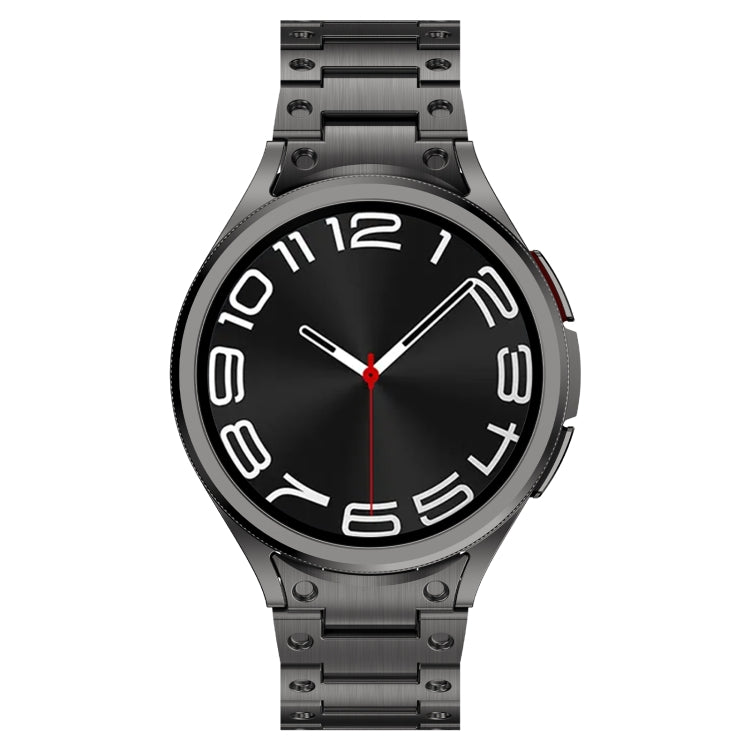 For Samsung Galaxy Watch 4 40 / 44mm Dual Circle Curved Connection Stainless Steel Watch Band(Gray) - Watch Bands by PMC TechLife | Online Shopping South Africa | PMC TechLife