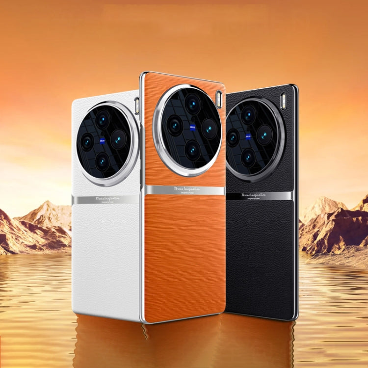 For vivo X100 Pro Electroplating Plain-leather All-inclusive Shockproof Phone Case(Blue) - free shipping - PMC TechLife - Order now!