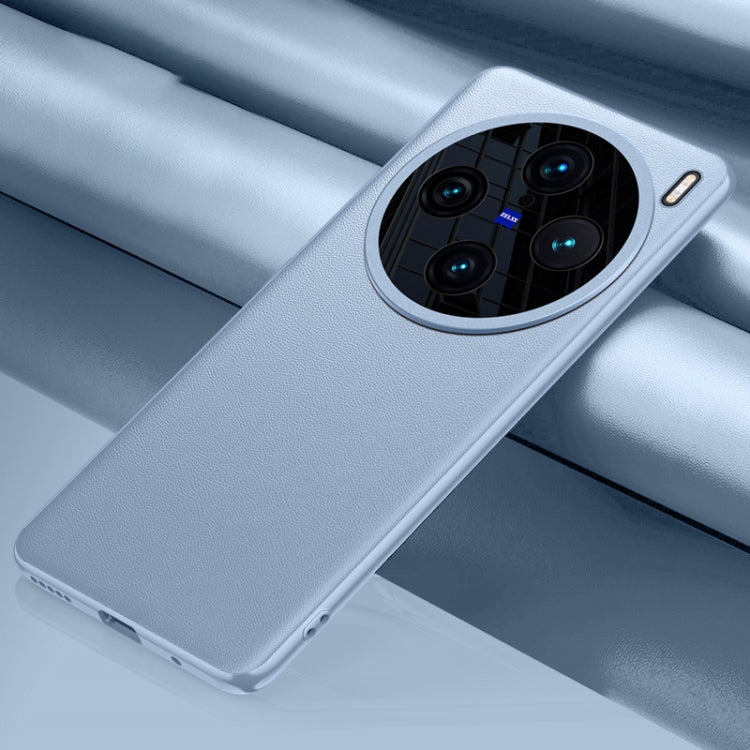 For vivo X100 Pro Plain-leather All-inclusive Shockproof Phone Case(Blue) - X100 Pro Cases by PMC TechLife | Online Shopping South Africa | PMC TechLife | Buy Now Pay Later Mobicred