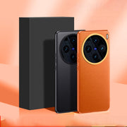 For vivo X100 Pro Plain-leather All-inclusive Shockproof Phone Case(Orange)