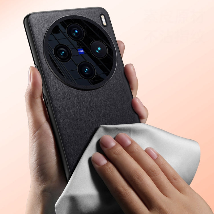 For vivo X100 Pro Plain-leather All-inclusive Shockproof Phone Case(Black) - X100 Pro Cases by PMC TechLife | Online Shopping South Africa | PMC TechLife