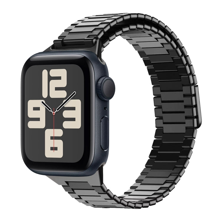 For Apple Watch SE 2023 44mm Bamboo Magnetic Stainless Steel Metal Watch Strap(Black) - Watch Bands by PMC TechLife | Online Shopping South Africa | PMC TechLife | Buy Now Pay Later Mobicred