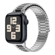 For Apple Watch SE 2023 44mm Bamboo Magnetic Stainless Steel Metal Watch Strap(Silver Black) - Watch Bands by PMC TechLife | Online Shopping South Africa | PMC TechLife