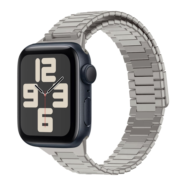 For Apple Watch SE 2023 40mm Bamboo Magnetic Stainless Steel Metal Watch Strap(Titanium Color) - Watch Bands by PMC TechLife | Online Shopping South Africa | PMC TechLife