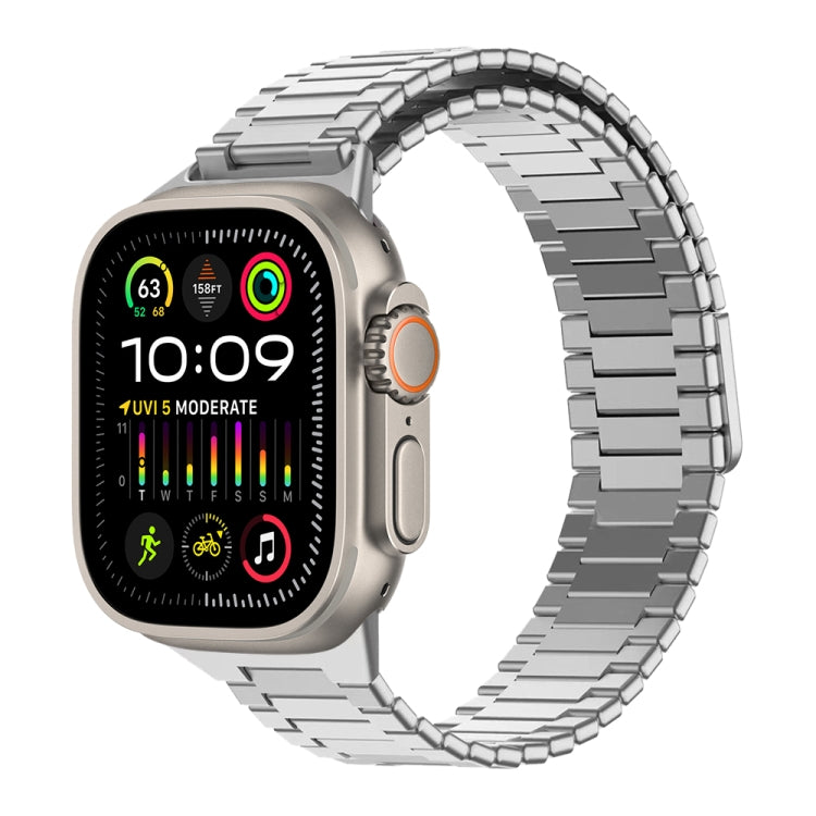 For Apple Watch Ultra 2 49mm Bamboo Magnetic Stainless Steel Metal Watch Strap(Silver) - Watch Bands by PMC TechLife | Online Shopping South Africa | PMC TechLife