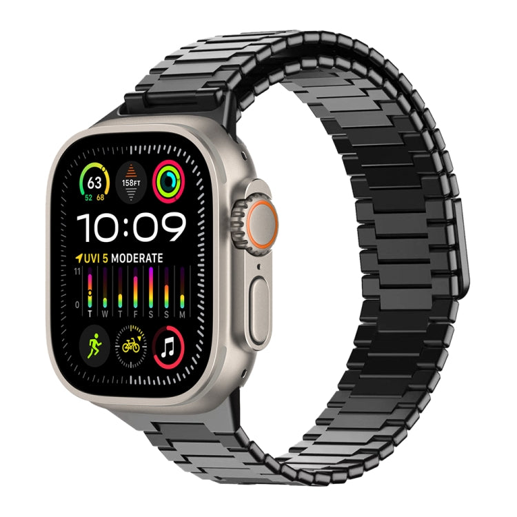For Apple Watch Ultra 2 49mm Bamboo Magnetic Stainless Steel Metal Watch Strap(Black) - Watch Bands by PMC TechLife | Online Shopping South Africa | PMC TechLife
