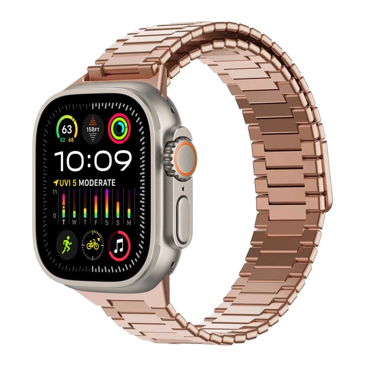 For Apple Watch Ultra 2 49mm Bamboo Magnetic Stainless Steel Metal Watch Strap(Rose Gold) - Watch Bands by PMC TechLife | Online Shopping South Africa | PMC TechLife