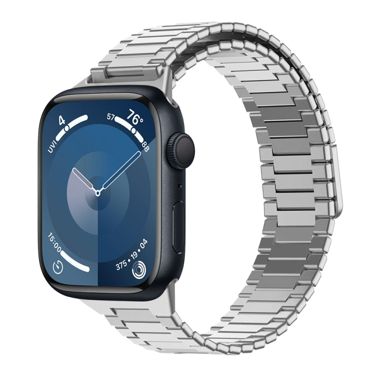 For Apple Watch Series 9 41mm Bamboo Magnetic Stainless Steel Metal Watch Strap(Silver) - Watch Bands by PMC TechLife | Online Shopping South Africa | PMC TechLife