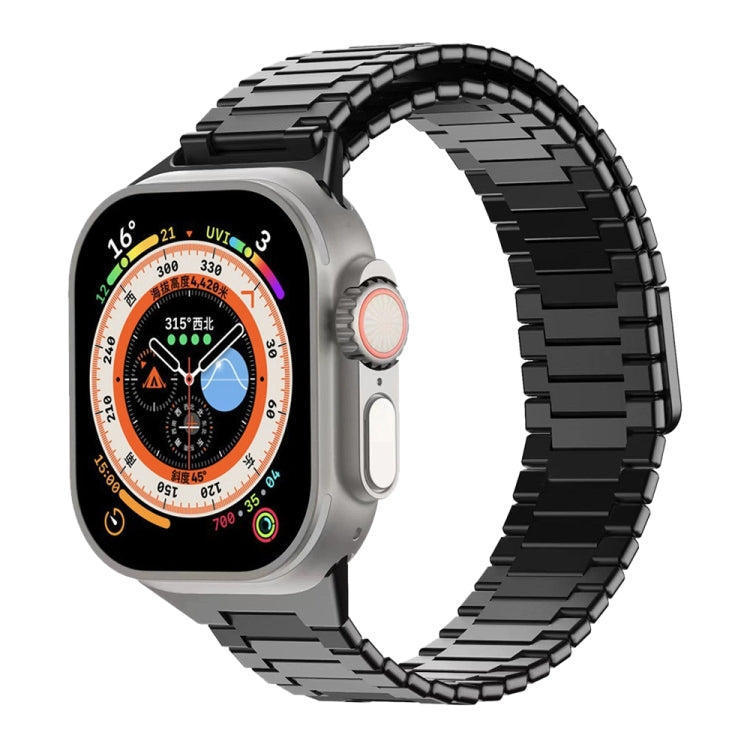 For Apple Watch Ultra 49mm  Bamboo Magnetic Stainless Steel Metal Watch Strap(Black) - Watch Bands by PMC TechLife | Online Shopping South Africa | PMC TechLife | Buy Now Pay Later Mobicred