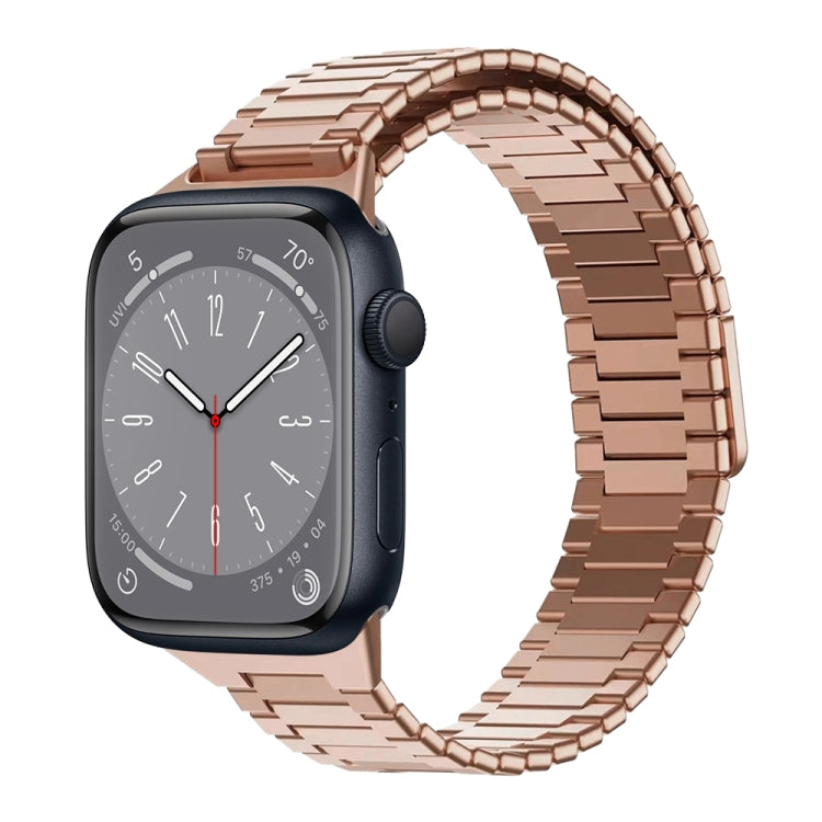 For Apple Watch Series 8 41mm Bamboo Magnetic Stainless Steel Metal Watch Strap(Rose Gold) - Watch Bands by PMC TechLife | Online Shopping South Africa | PMC TechLife