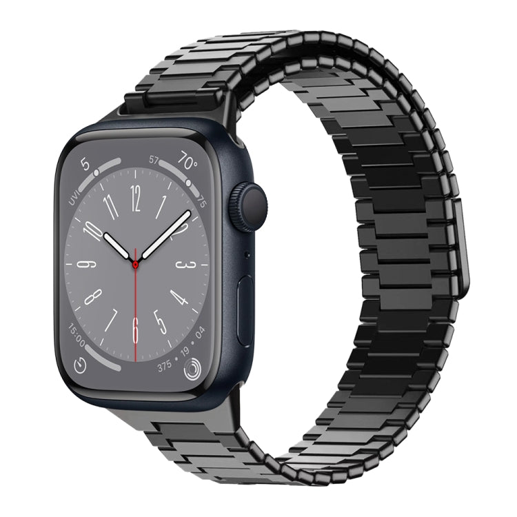 For Apple Watch Series 8 45mm Bamboo Magnetic Stainless Steel Metal Watch Strap(Black) - Watch Bands by PMC TechLife | Online Shopping South Africa | PMC TechLife