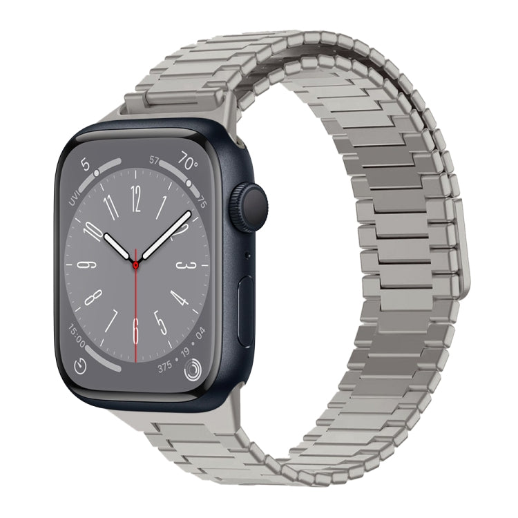 For Apple Watch Series 8 45mm Bamboo Magnetic Stainless Steel Metal Watch Strap(Titanium Color) - Watch Bands by PMC TechLife | Online Shopping South Africa | PMC TechLife