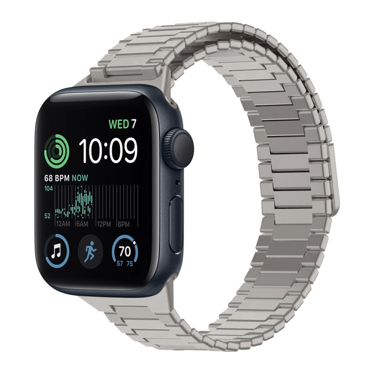 For Apple Watch SE 2022 44mm Bamboo Magnetic Stainless Steel Metal Watch Strap(Titanium Color) - Watch Bands by PMC TechLife | Online Shopping South Africa | PMC TechLife