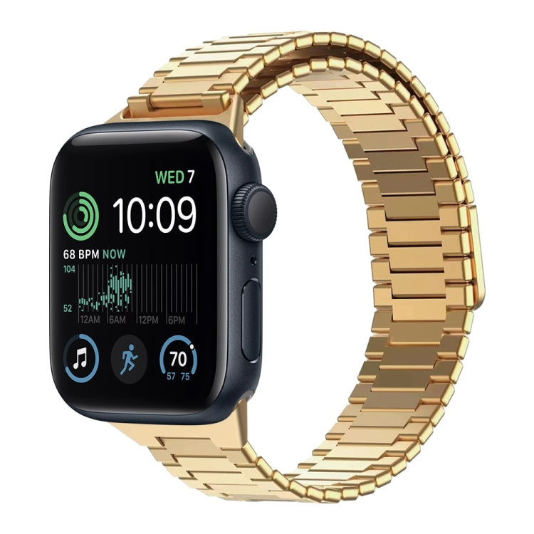 For Apple Watch SE 2022 44mm Bamboo Magnetic Stainless Steel Metal Watch Strap(Gold) - Watch Bands by PMC TechLife | Online Shopping South Africa | PMC TechLife