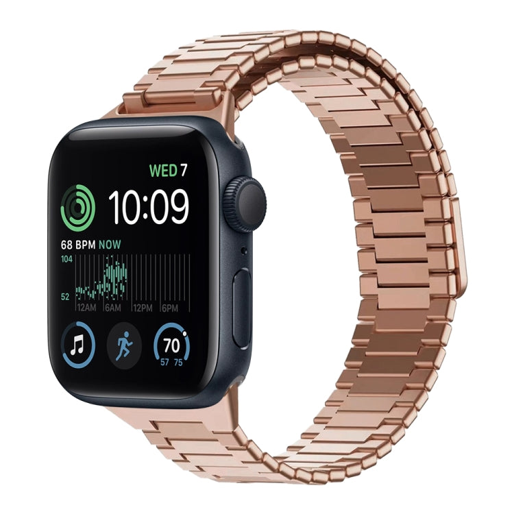 For Apple Watch SE 2022 44mm Bamboo Magnetic Stainless Steel Metal Watch Strap(Rose Gold) - Watch Bands by PMC TechLife | Online Shopping South Africa | PMC TechLife