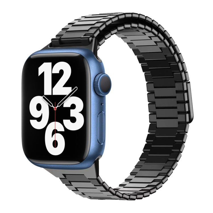 For Apple Watch Series 7 41mm Bamboo Magnetic Stainless Steel Metal Watch Strap(Black) - Watch Bands by PMC TechLife | Online Shopping South Africa | PMC TechLife