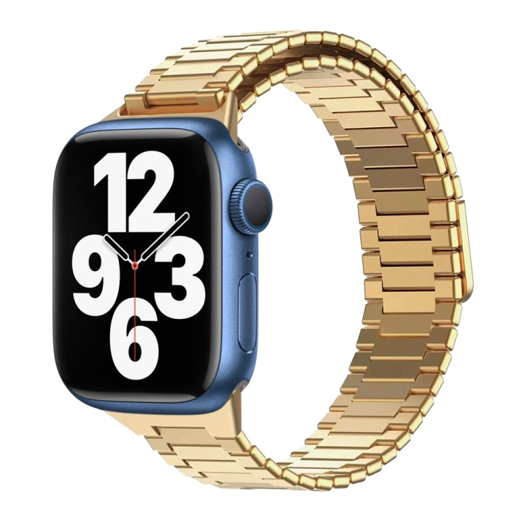 For Apple Watch Series 7 45mm Bamboo Magnetic Stainless Steel Metal Watch Strap(Gold) - Watch Bands by PMC TechLife | Online Shopping South Africa | PMC TechLife