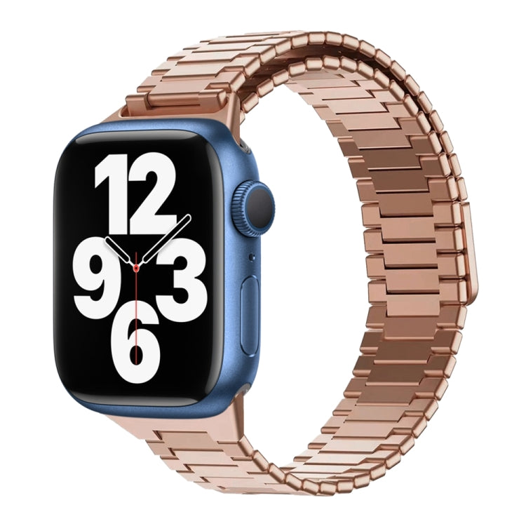 For Apple Watch Series 7 45mm Bamboo Magnetic Stainless Steel Metal Watch Strap(Rose Gold) - Watch Bands by PMC TechLife | Online Shopping South Africa | PMC TechLife