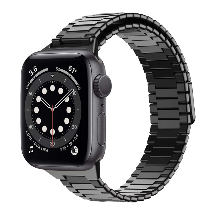 For Apple Watch Series 6 40mm Bamboo Magnetic Stainless Steel Metal Watch Strap(Black) - Watch Bands by PMC TechLife | Online Shopping South Africa | PMC TechLife