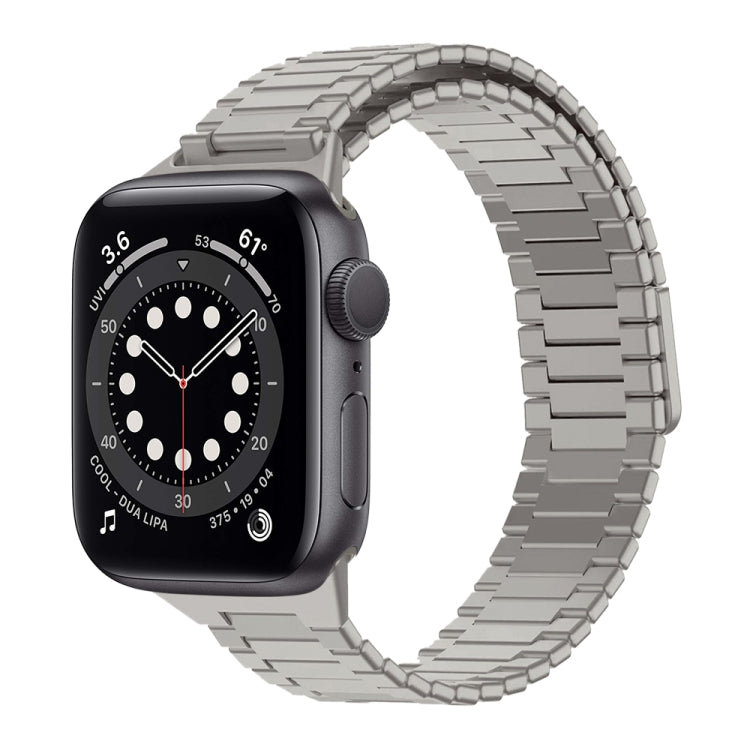 For Apple Watch Series 6 40mm Bamboo Magnetic Stainless Steel Metal Watch Strap(Titanium Color) - Watch Bands by PMC TechLife | Online Shopping South Africa | PMC TechLife