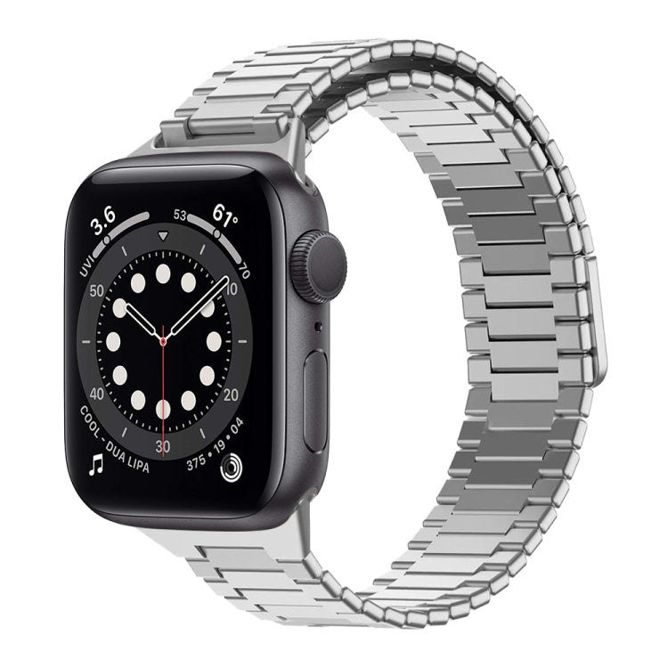 For Apple Watch Series 6 44mm Bamboo Magnetic Stainless Steel Metal Watch Strap(Silver) - Watch Bands by PMC TechLife | Online Shopping South Africa | PMC TechLife