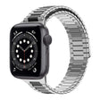For Apple Watch Series 6 44mm Bamboo Magnetic Stainless Steel Metal Watch Strap(Silver Black) - Watch Bands by PMC TechLife | Online Shopping South Africa | PMC TechLife