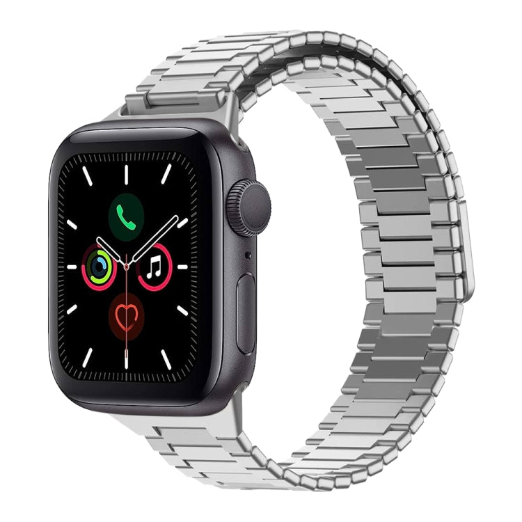 For Apple Watch Series 5 44mm Bamboo Magnetic Stainless Steel Metal Watch Strap(Silver) - Watch Bands by PMC TechLife | Online Shopping South Africa | PMC TechLife