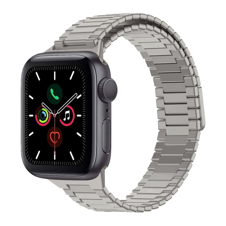 For Apple Watch Series 5 40mm Bamboo Magnetic Stainless Steel Metal Watch Strap(Titanium Color) - Watch Bands by PMC TechLife | Online Shopping South Africa | PMC TechLife