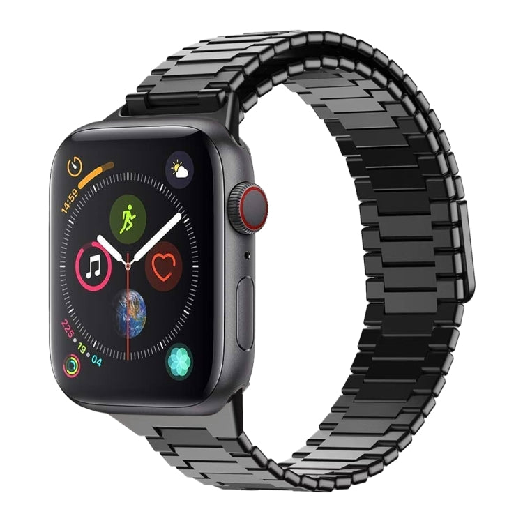 For Apple Watch Series 4 44mm Bamboo Magnetic Stainless Steel Metal Watch Strap(Black) - Watch Bands by PMC TechLife | Online Shopping South Africa | PMC TechLife