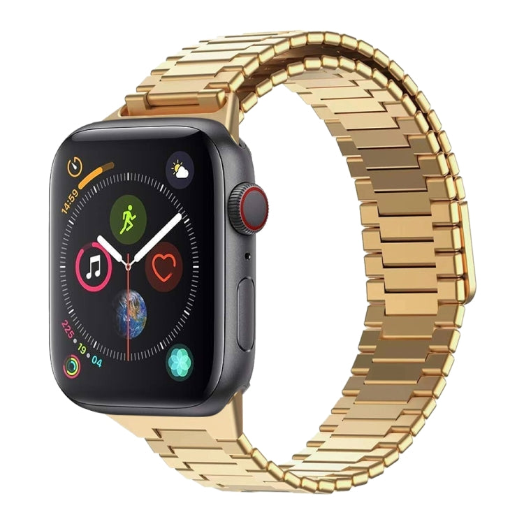 For Apple Watch Series 4 44mm Bamboo Magnetic Stainless Steel Metal Watch Strap(Gold) - Watch Bands by PMC TechLife | Online Shopping South Africa | PMC TechLife