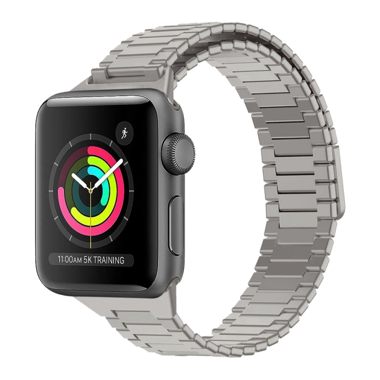 For Apple Watch Series 3 38mm Bamboo Magnetic Stainless Steel Metal Watch Strap(Titanium Color) - Watch Bands by PMC TechLife | Online Shopping South Africa | PMC TechLife