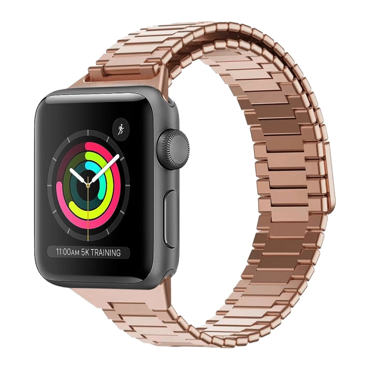 For Apple Watch Series 3 38mm Bamboo Magnetic Stainless Steel Metal Watch Strap(Rose Gold) - Watch Bands by PMC TechLife | Online Shopping South Africa | PMC TechLife