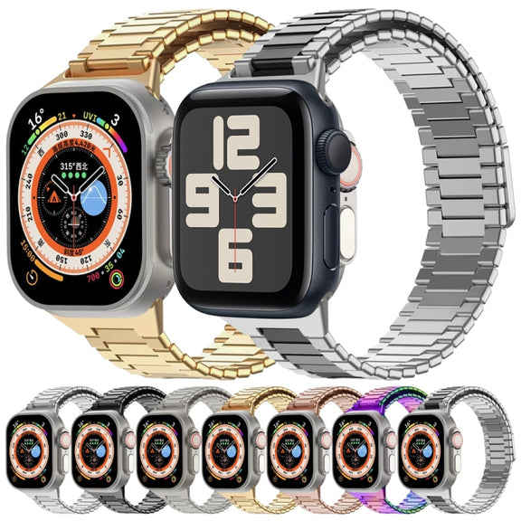 For Apple Watch Ultra 49mm  Bamboo Magnetic Stainless Steel Metal Watch Strap(Rose Gold)