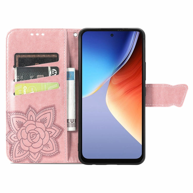For Blackview A96 Butterfly Love Flower Embossed Leather Phone Case(Rose Gold) - More Brand by PMC TechLife | Online Shopping South Africa | PMC TechLife | Buy Now Pay Later Mobicred