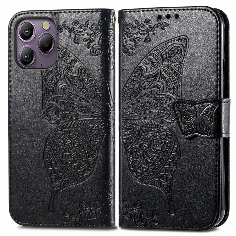 For Blackview A96 Butterfly Love Flower Embossed Leather Phone Case(Black) - More Brand by PMC TechLife | Online Shopping South Africa | PMC TechLife