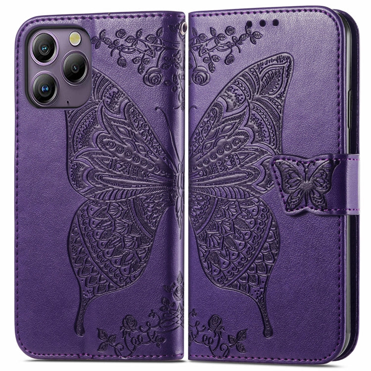 For Blackview A96 Butterfly Love Flower Embossed Leather Phone Case(Dark Purple) - More Brand by PMC TechLife | Online Shopping South Africa | PMC TechLife | Buy Now Pay Later Mobicred