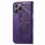 For Blackview A96 Butterfly Love Flower Embossed Leather Phone Case(Dark Purple)