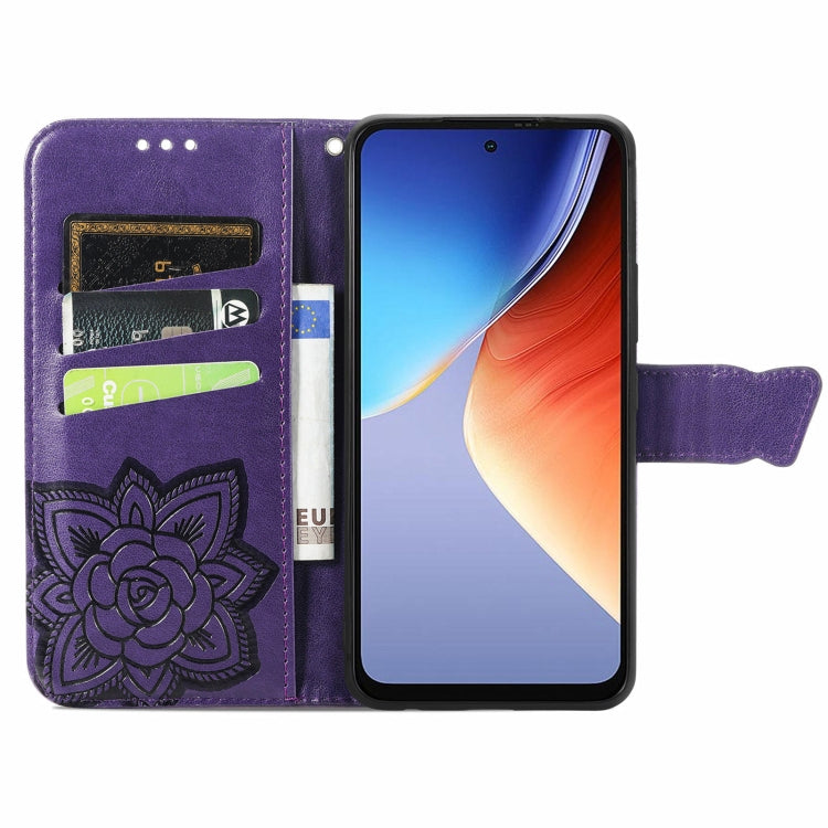 For Blackview A96 Butterfly Love Flower Embossed Leather Phone Case(Dark Purple) - More Brand by PMC TechLife | Online Shopping South Africa | PMC TechLife | Buy Now Pay Later Mobicred