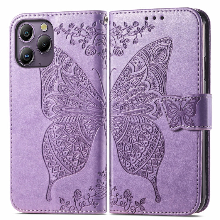For Blackview A96 Butterfly Love Flower Embossed Leather Phone Case(Light Purple) - More Brand by PMC TechLife | Online Shopping South Africa | PMC TechLife | Buy Now Pay Later Mobicred