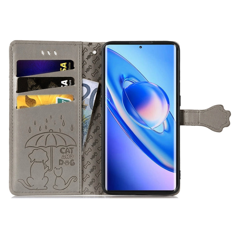 For Blackview A200 Pro Cat and Dog Embossed Leather Phone Case(Grey) - More Brand by PMC TechLife | Online Shopping South Africa | PMC TechLife