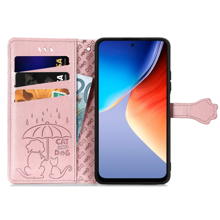 For Blackview A96 Cat and Dog Embossed Leather Phone Case(Rose Gold) - More Brand by PMC TechLife | Online Shopping South Africa | PMC TechLife
