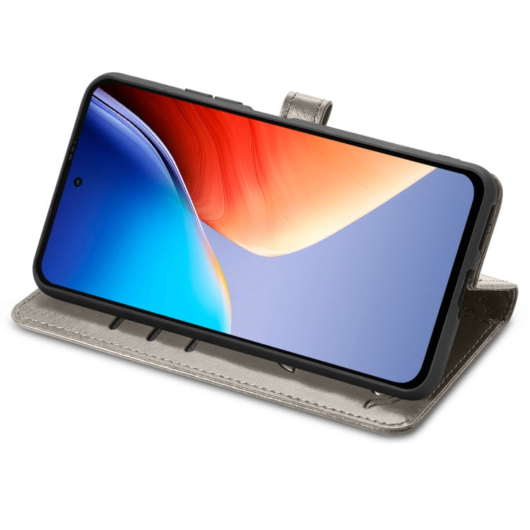 For Blackview A96 Cat and Dog Embossed Leather Phone Case(Grey) - More Brand by PMC TechLife | Online Shopping South Africa | PMC TechLife