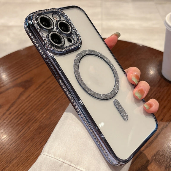 For iPhone  12 Pro Diamond Plated MagSafe TPU Phone Case(Blue)