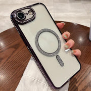 For iPhone 16e Diamond Plated MagSafe TPU Phone Case(Purple)