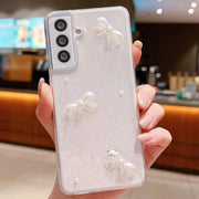 For Samsung Galaxy S25+ 5G Pearl Bow Glitter Epoxy TPU Phone Case(Three Knots)