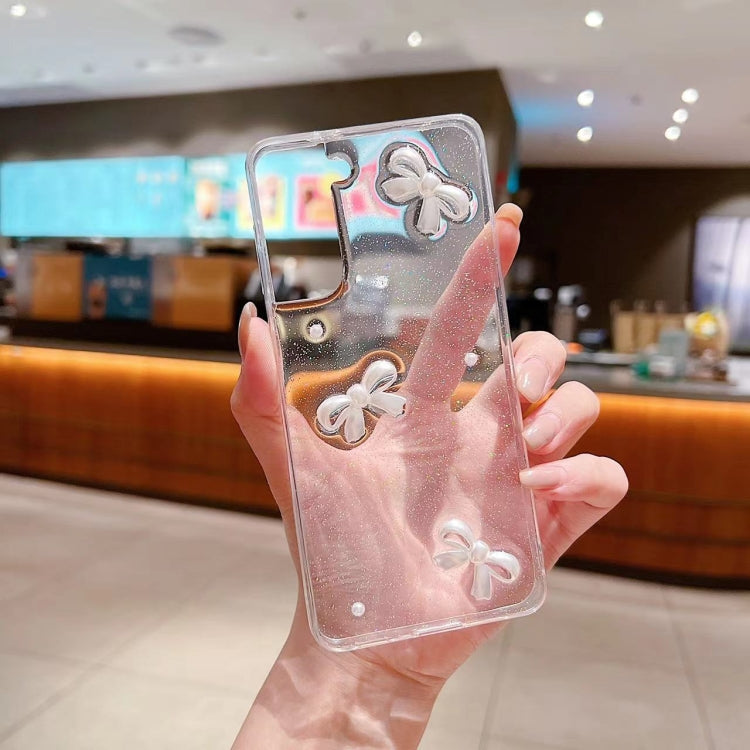 For Samsung Galaxy S25 5G Pearl Bow Glitter Epoxy TPU Phone Case(Cross Knots) - Galaxy S25 5G Cases by PMC TechLife | Online Shopping South Africa | PMC TechLife | Buy Now Pay Later Mobicred
