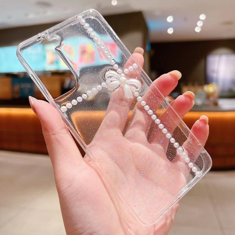 For Samsung Galaxy S25 5G Pearl Bow Glitter Epoxy TPU Phone Case(Cross Knots) - Galaxy S25 5G Cases by PMC TechLife | Online Shopping South Africa | PMC TechLife | Buy Now Pay Later Mobicred